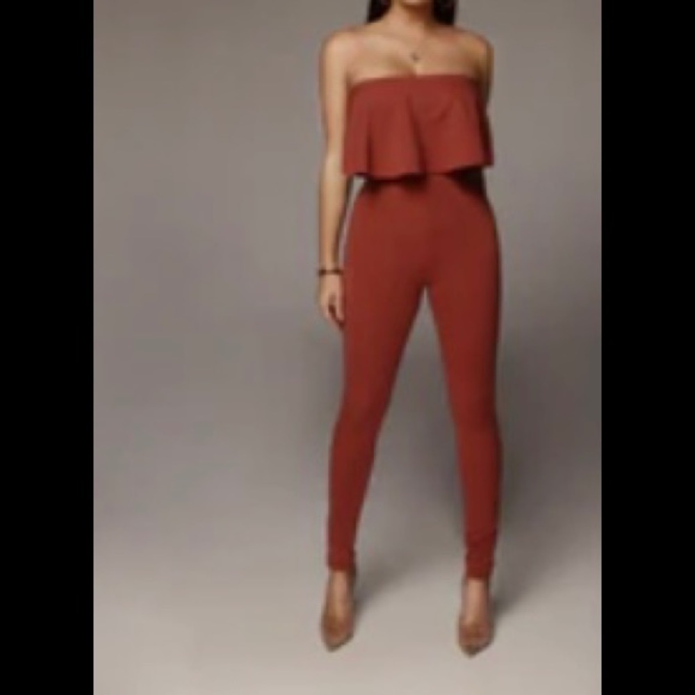 NWT Rust Ruffle Jumpsuit Brand New Never used